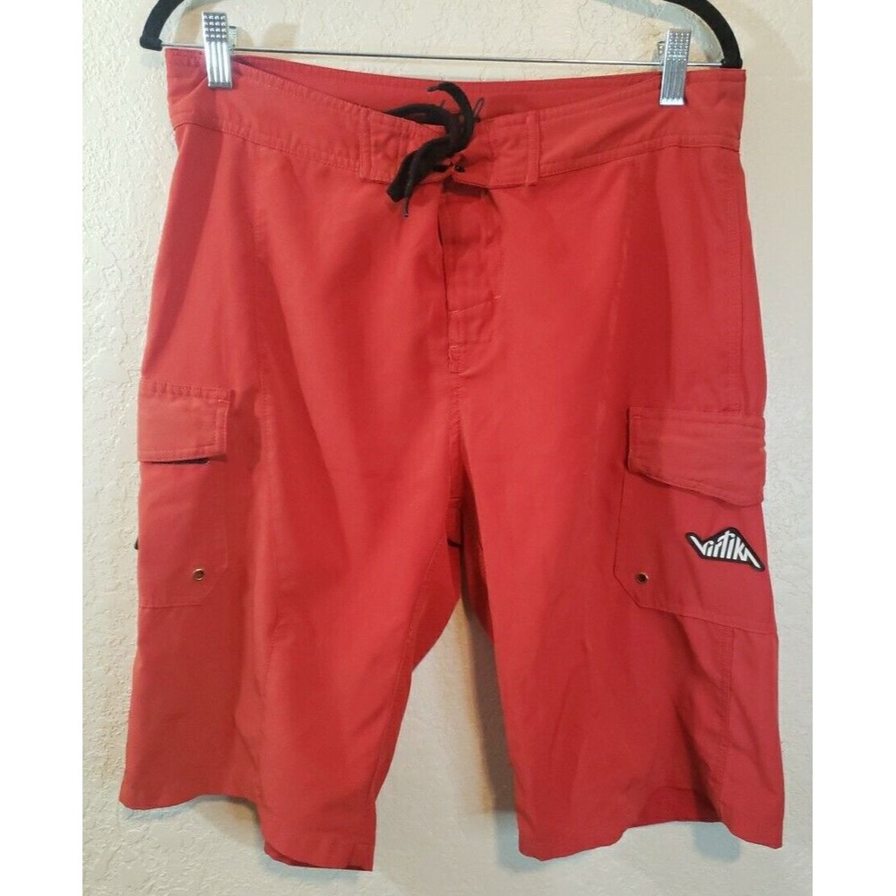 Virtika Mens Tall Board Shorts Red Size 34